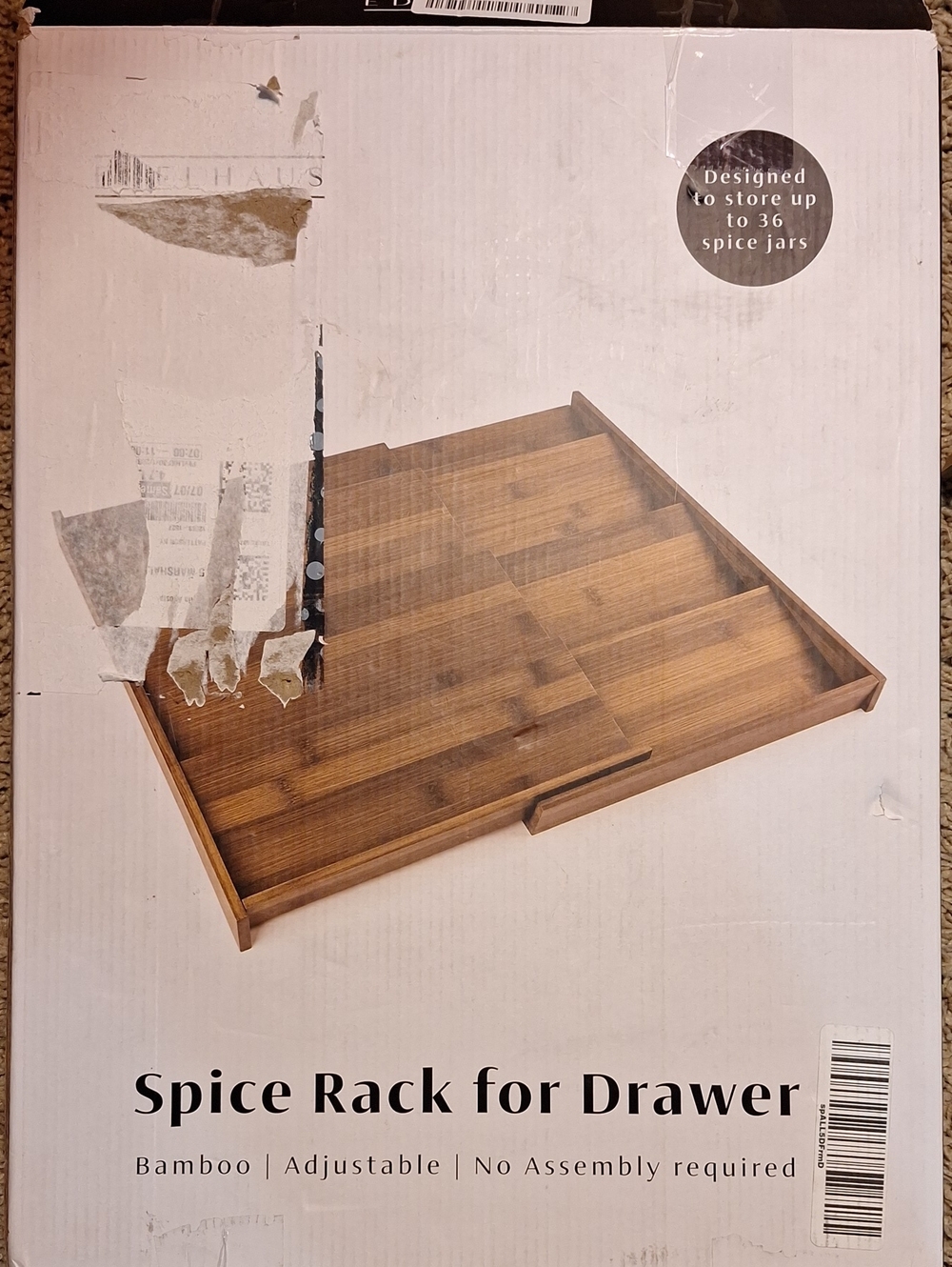 NIB Bamboo Spice Rack For Drawers